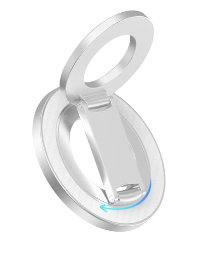 Magnetic Phone Ring Holder, 360° Rotating Kickstand MagSafe Grip Ring Stand - color: White