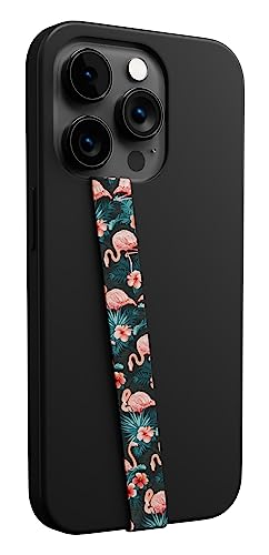 Phone Loops: Non-Elastic Phone Grip, Phone Strap, Phone Holder for Hand - Small, Light and Discreet Phone Loop Cell Phone Holder for Hand - Phone Finger Holder - color: Fabric: Flamingo