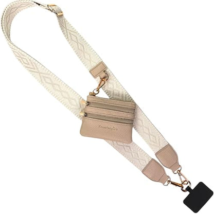 Save the Girls Clip & Go Phone Lanyard with Wallet Pouch, Classic Ivory - color: Ivory