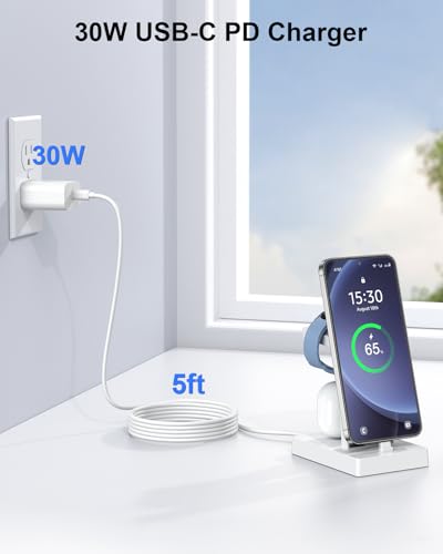 Nanami 30W USB C 3 in 1 Charging Station for Samsung Multiple Devices - color: White