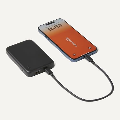 Amazon Basics Slim Portable Charger Power Bank with LED Display, 10,000 mAh, Black - style: 10000 mAh
