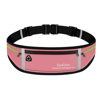 SooGree Slim Running Belt Sport Fanny Pack for Women Men,Reflective Waist Pack Runner Pouch Belt, Zipper Waterproof Running Phone Holder Jogging Pouch for Phone Money (GSP8806 Pink) - color: GSP8806 Pink