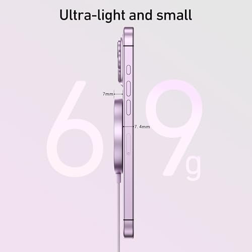 BENFEI Magnetic Wireless Charger Compatible with MagSafe for iPhone 17/16/15/14/13/12, Aluminum, up to 7.5W, 1.5m Cable - color: Purple