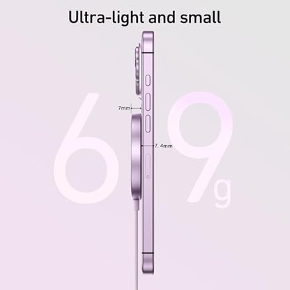 BENFEI Magnetic Wireless Charger Compatible with MagSafe for iPhone 17/16/15/14/13/12, Aluminum, up to 7.5W, 1.5m Cable - color: Purple