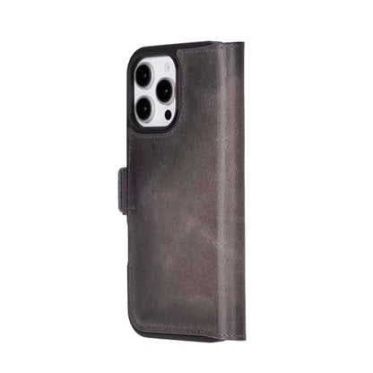 Bayelon Leather Wallet Case for iPhone 16 Pro Max 6.9", Flip Cover Card Holder, iPhone 16 Pro Max Wallet Case, Kickstand Folio Case, MagSafe Compatible Flip Cover, RFID Blocking (Smoked Black) - color: Smoked Black, size: iPhone 16 Pro Max