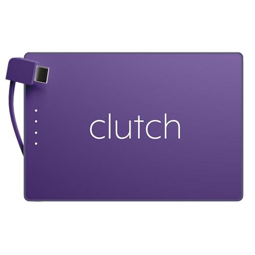 Clutch - Pro USB-C Portable Charger - Compatible with iPhone 15, 16, 17 & Android Devices - Power Bank Magnetic Battery - TSA Travel Approved - USB Rechargeable - Built-in Cable - 5000 mAh - 3.7oz - color: Purple