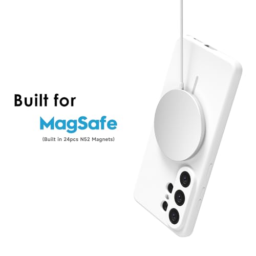 oakxco for Samsung Galaxy S26 Ultra Case Silicone Mag Safe, Magnetic Slim Thin Phone Case Compatible with Magsafe, Women Girls Cute Girly Aesthetic Soft Rubber Gel Safecase with Camera Cover, White - color: White, size: S26 Ultra