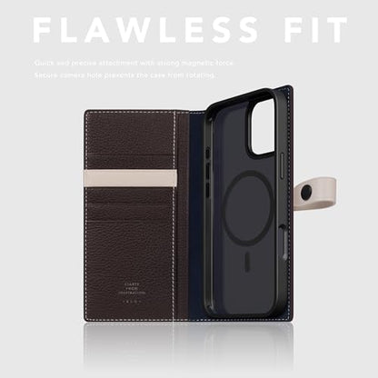 SLG D8 Edition Full Grain Leather Wallet Case for iPhone 16 - [2-in-1] Handcrafted Detachable Diary Style with Magnetic MagSafe Back Cover and Snap Closure, Gift Box Included (Brown Cream) - color: [D8 Edition] Brown Cream, size: iPhone 16