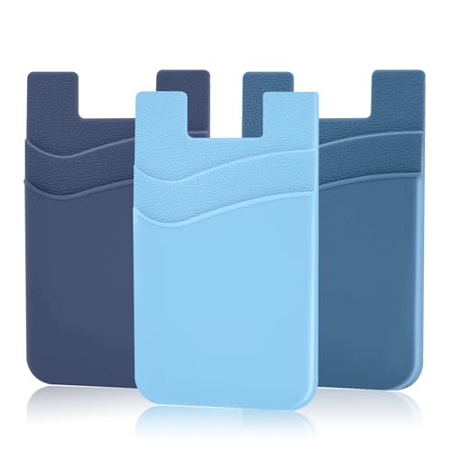 SS Phone Wallet, Phone Card holder for Phone Case Credit Card Holder Stick on, Navy Pastel Blue - color: Navy+ Paste+l Blue