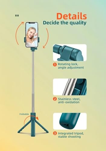 XIHAMA Selfie Stick Tripod,3 in 1 Extendable Selfie Stick with Wireless Remote,Portable Phone Tripod Stand Compatible with iPhone16 15 14,Samsung Smartphone and More - color: Black
