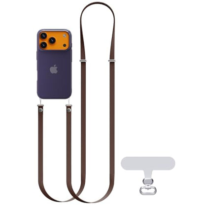 Hokone Lanyard Crossbody Strap for iPhone 17 Series, Adjustable Anti-Theft Neck Holder with Magnetic Strap & Quick Release - color: Sienna