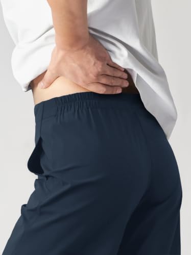 Womens Barrel Travel Pants Elastic Waist Baggy Ankle Pants with Pockets - color: Stretchy-blue, size: X-Small