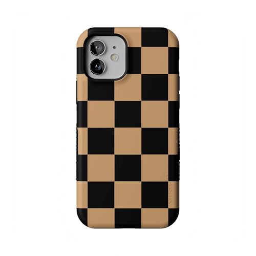 Casely iPhone 12 Mini Case | Fit Check | Black & Brown Checkerboard | Bold Protective Design | MagSafe Compatible Design - color: Fit Check | Black & Brown Checkerboard, size: Iphone 12 Mini