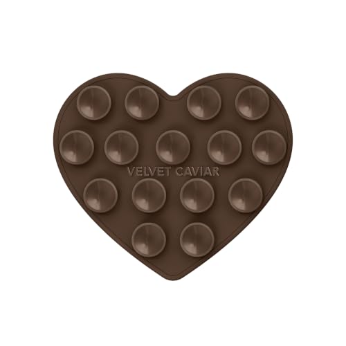 Velvet Caviar Suction Cup Phone Case Mount Compatible with MagSafe Devices Only - Magnetic Silicone Sticky Phone Grip Holder for iPhone Back of Phone - Mirror Gripper (Espresso Brown Heart) - color: Espresso Brown Heart