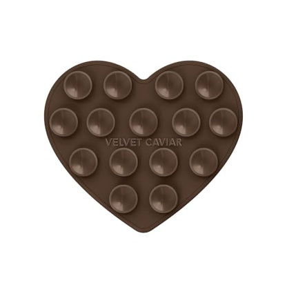 Velvet Caviar Suction Cup Phone Case Mount Compatible with MagSafe Devices Only - Magnetic Silicone Sticky Phone Grip Holder for iPhone Back of Phone - Mirror Gripper (Espresso Brown Heart) - color: Espresso Brown Heart