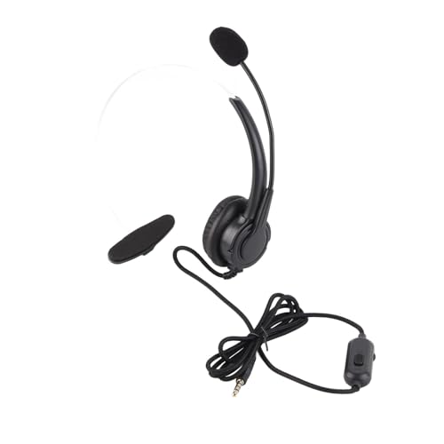 Wired Trucker Headset with Noise Cancelling Microphone, Mono Headset for Call Center and Customer Service, 3.5mm Wired Telephone Headset with Volume Control for Cellphone