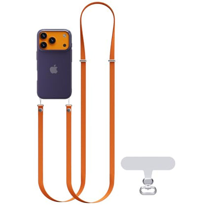 Hokone Lanyard Crossbody Strap for iPhone 17 Series, Adjustable Anti-Theft Neck Holder with Magnetic Strap & Quick Release - color: Orange