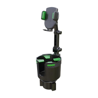 Adjustable Cup Holder Phone Mount 2-in-1 Vehicle Stand Green - color: Green
