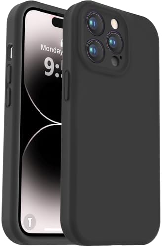 Vooii Compatible with iPhone 14 Pro Case, Liquid Silicone Upgrade [Camera Protection] [Soft Anti-Scratch Microfiber Lining] Shockproof Phone Case for iPhone 14 Pro 6.1 inch - Black - color: Black, size: iPhone 14 Pro
