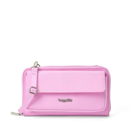Baggallini Rfid Phone Wallet Crossbody - color: Hibiscus Pink