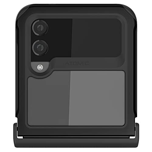 Ghostek Atomic Slim Galaxy Z Flip 4 Case - Clear Back with Black Aluminum Metal Bumper, Shockproof & Dual-Layer Protective Phone Case, Phone Cover Designed for 2022 Samsung Z Flip 4 (6.7") (Black) - color: Black, size: Galaxy Z Flip 4