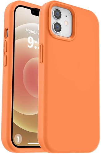 Vooii Compatible with iPhone 12 Case/iPhone 12 Pro Case, Liquid Silicone Upgrade [Soft Anti-Scratch Microfiber Lining] [Shockproof Drop Protection] Phone Case 6.1 inch - Bright Orange - color: Bright Orange, size: iPhone 12/12 Pro