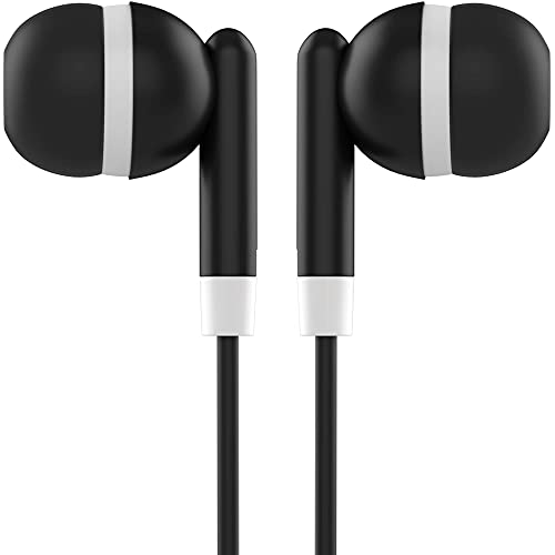 Maeline Bulk Earbuds with 3.5 mm Headphone Plug - 40 Pack Wholesale Bundle - Black - color: Black, size: 40 Pack