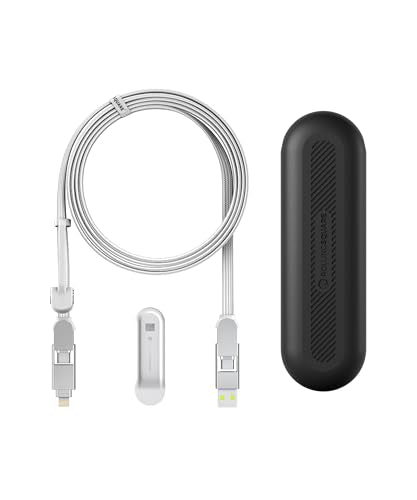 Rolling Square inCharge XL 200 cm - USB-C Cable, Universal Smartphone Cable, Gift for Men, 6-in-1 Universal Charger for Smartphones, Technical Gadget, White, Lightning Cable 100W - color: White