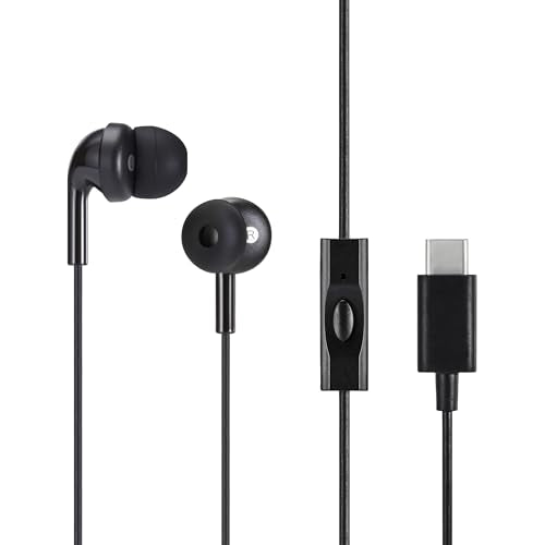 Amazon Basics Wired Earbuds with Microphone, in-Ear Headphones, USB-C, 4.2 ft Cable, S/M/L Ear Tips, Black - size: 1 Pack, style: USB-C