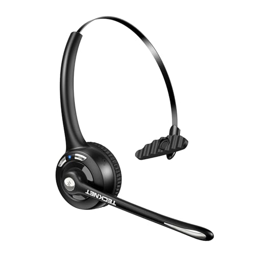 TECKNET Single Ear Bluetooth Headset - Noise Cancelling Microphone