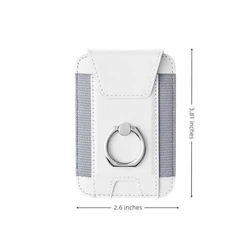 Magnetic Card Wallet Holder For Magsafe Wallets with Grip, 7 Cards Holder RFID Blocking, Ring Stand Stick on Wallet, Leather Magnetic Phone Wallet with Privacy Flap - color: white elastic circular support