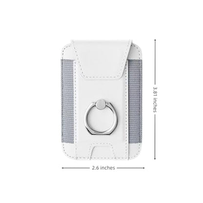 Magnetic Card Wallet Holder For Magsafe Wallets with Grip, 7 Cards Holder RFID Blocking, Ring Stand Stick on Wallet, Leather Magnetic Phone Wallet with Privacy Flap - color: white elastic circular support