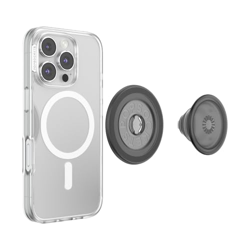 PopSockets Phone Grip for MagSafe, Magnetic Holder, Phone Stand, Black - Black Translucent - color: Trasluscent Black, style: MagSafe