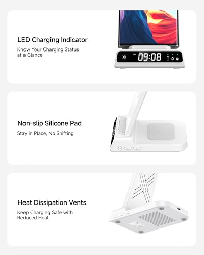 3 in 1 Wireless Charger for Samsung Galaxy S26 Ultra, Galaxy Watch 8, Buds - color: White
