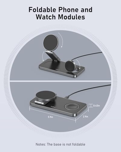3 in 1 Magnetic Wireless Charger for Samsung Galaxy, Foldable Fast Charging Station for MagSafe Samsung Galaxy S26 Ultra S25 S24 Z Fold Flip 8 Watch 8 7 Buds 4 3 Pro,Not for Samsung Watch 9/Ultra 2 - color: Black