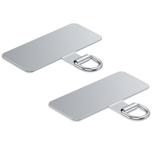 Phone Lanyard Tab, Heavy Duty Tether Tab for iPhone & Android, Metal Lanyard Patch & Strap Adapter, 44lbs Load Capacity, Universal Phone Case Insert for Strap & Charm (Fashion Silver*2) - color: Fashion Silver*2