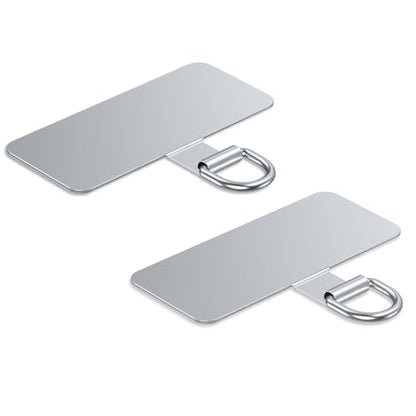Phone Lanyard Tab, Heavy Duty Tether Tab for iPhone & Android, Metal Lanyard Patch & Strap Adapter, 44lbs Load Capacity, Universal Phone Case Insert for Strap & Charm (Fashion Silver*2) - color: Fashion Silver*2