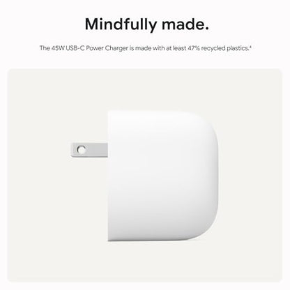 Google 45W USB-C Power Charger - Fast-Charging Pixel Phone Charger - Compatible with Google Products and Other USB-C® Devices - Snow - size: 45W