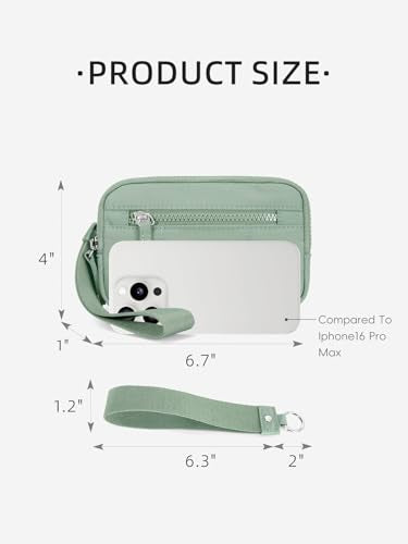 WESTBRONCO Wristlet Wallets for Women – RFID Blocking Quilted Nylon Phone Wallet, Card Holder Purse for Travel & Everyday Use - color: Green