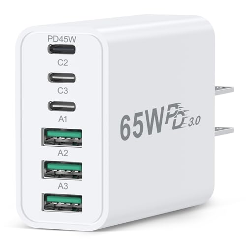 65W USB C Charger Block, Costyle Multi Port Fast USB C Wall Charger Plug Power Adapter PD 45W Type C Charging Block for iPhone 17 16e 15 14 13 12 11 Pro Max Pad Galaxy S26 Ultra Tablet