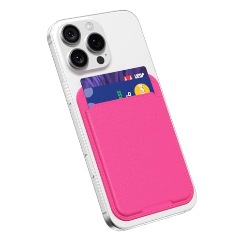 oakxco Phone Wallet Stick On, Slim Thin Adhesive ID Credit Card Holder Wallet Pocket Back of Phone Case, Hard Shell Plastic Sleeve Sticky Card Wallets Pouch for iPhone Samsung Pixel, Neon Hot Pink - color: Hot Pink