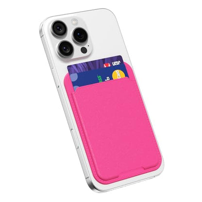 oakxco Phone Wallet Stick On, Slim Thin Adhesive ID Credit Card Holder Wallet Pocket Back of Phone Case, Hard Shell Plastic Sleeve Sticky Card Wallets Pouch for iPhone Samsung Pixel, Neon Hot Pink - color: Hot Pink
