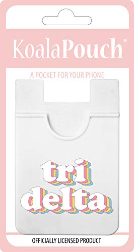 Sorority Shop Delta Delta Delta Koala Pouch - Retro Design Card Holder For Phone Case- Phone Wallet Stick On - Ultra-Thin and Lightweight Phone Case Wallet - Holds Cards and Cash - size: 2.25"W x 3.25"L
