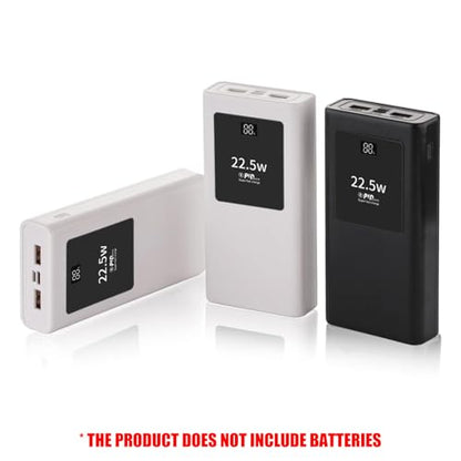 PD22.5W Polymers Charging Case Mobile Power Supply Enclosure Case Led Display Aluminum Alloy Shell Replaceable Battery Chargers - color: White