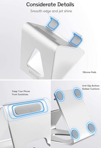 Aoviho Cell Phone Stand for Desk, Aluminum Phone Holder,Silver - color: Silver