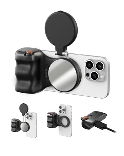 TELESIN Fun Shot Magnetic Phone Camera Grip with Magnetic Selfie Light Kit - color: Black