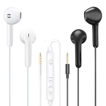 MAS CARNEY Wired Headphones Earbuds with Microphone WH9, in-Ear Wired Earphones Compatible with Samsung Huawei Vivo Oppo Mi Redmi, Black+White - style: 3.5mm Earphone