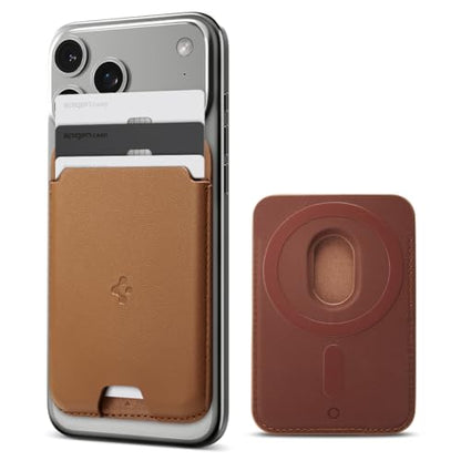 Spigen for MagSafe Wallet, Holds 3 Cards, Strong Magnet, Valentinus MagFit - color: PU Brown, size: 3-Cards