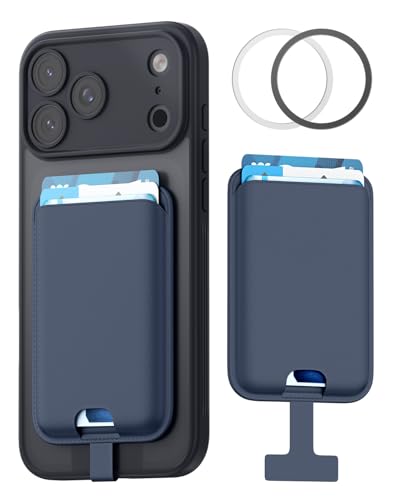 FlyReal for MagSafe Wallet, with Anti-Loss Lanyard, Navy Blue - color: Navy Blue