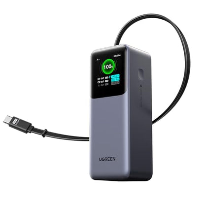 UGREEN Nexode 20000mAh 165W Power Bank for MacBook Pro 16, Built-in Cable